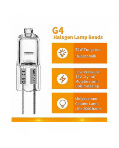 20 Pcs G4 Halogen Bulbs,20w 12v Halogen Light Bulbs 2 Pin Clear Lamp Bulb,for Cooker Lighting,signa