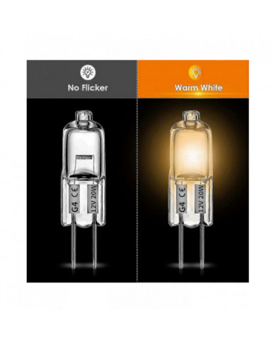 20 Pcs G4 Halogen Bulbs,20w 12v Halogen Light Bulbs 2 Pin Clear Lamp Bulb,for Cooker Lighting,signa