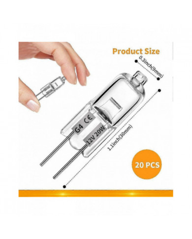 20 Pcs G4 Halogen Bulbs,20w 12v Halogen Light Bulbs 2 Pin Clear Lamp Bulb,for Cooker Lighting,signa