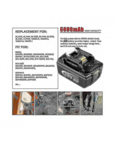 Pack de 2 pour batterie Makita 18v 6.0 Ah Lxt Li-ion Bl1850b Bl1830b Bl1860b Sans fil