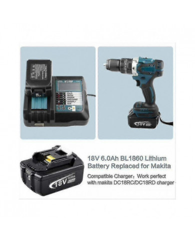 Pack de 2 pour batterie Makita 18v 6.0 Ah Lxt Li-ion Bl1850b Bl1830b Bl1860b Sans fil