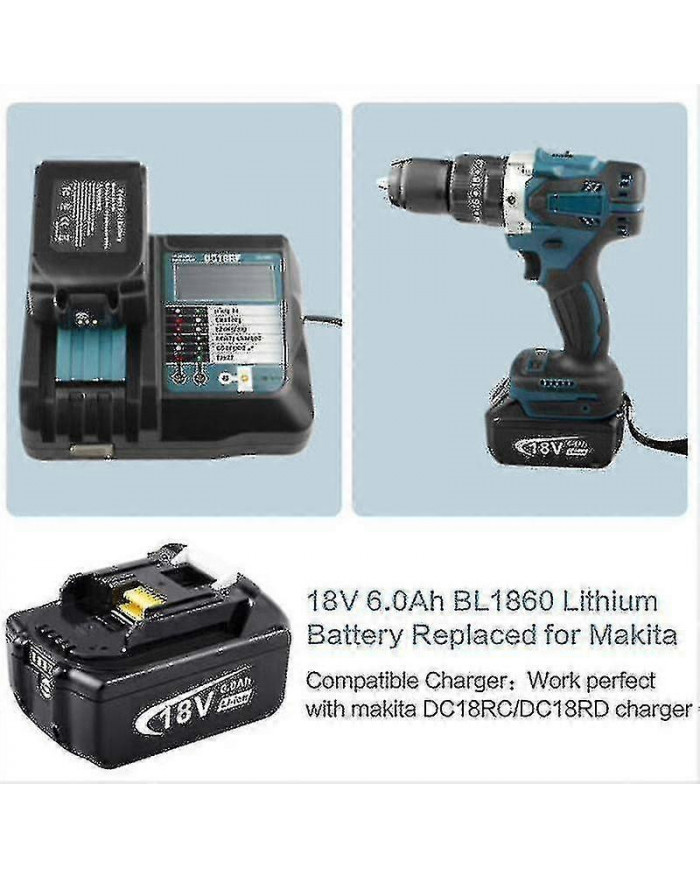 Pack de 2 pour batterie Makita 18v 6.0 Ah Lxt Li-ion Bl1850b Bl1830b Bl1860b Sans fil