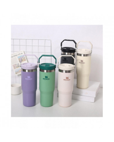 Gobelet de paille de 30 oz en acier inoxydable Tasse isolée sous vide Tasse thermique de grande capacité étanche pour