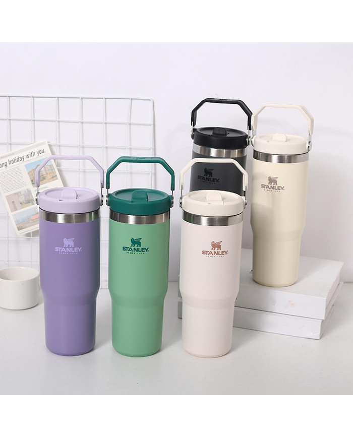 Gobelet de paille de 30 oz en acier inoxydable Tasse isolée sous vide Tasse thermique de grande capacité étanche pour