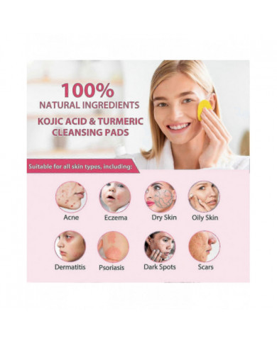 40-160pcs Curcuma Acide Kojique Exfoliant Nettoyant Tampons Doux Nettoyant Visage Outil Fournitures De Soins Du Visage