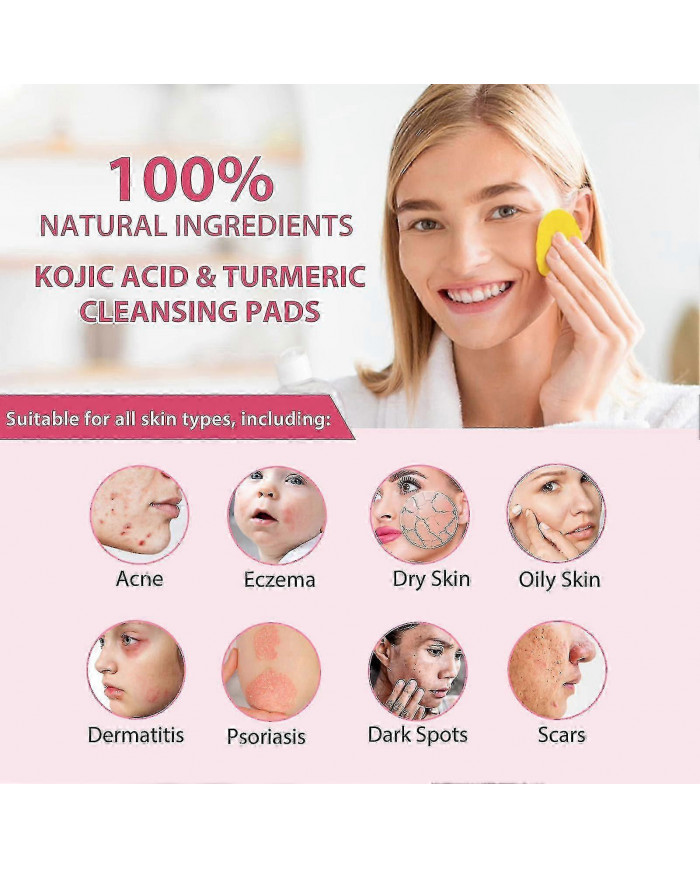 40-160pcs Curcuma Acide Kojique Exfoliant Nettoyant Tampons Doux Nettoyant Visage Outil Fournitures De Soins Du Visage