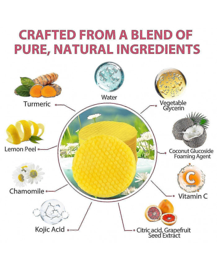 40-160pcs Curcuma Acide Kojique Exfoliant Nettoyant Tampons Doux Nettoyant Visage Outil Fournitures De Soins Du Visage