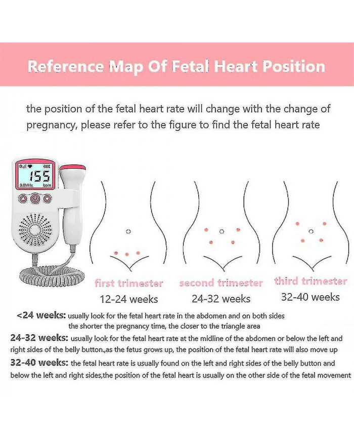 Doppler fœtal à ultrasons Détecter le taux de rythme cardiaque de bébé Moniteur prénatal