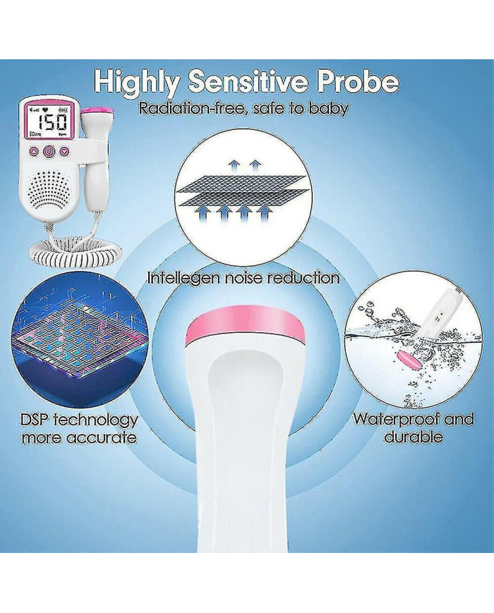 Doppler fœtal à ultrasons Détecter le taux de rythme cardiaque de bébé Moniteur prénatal