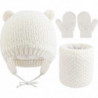 Kids Winter Warm Beanie Hats Snood Gloves Set, 3 In 1 Thicken Fleece Thermal Gift