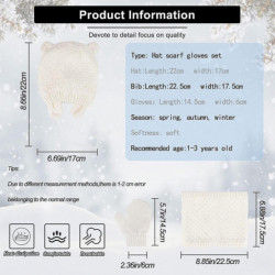 Kids Winter Warm Beanie Hats Snood Gloves Set, 3 In 1 Thicken Fleece Thermal Gift