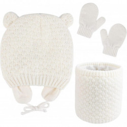 Kids Winter Warm Beanie Hats Snood Gloves Set, 3 In 1 Thicken Fleece Thermal Gift