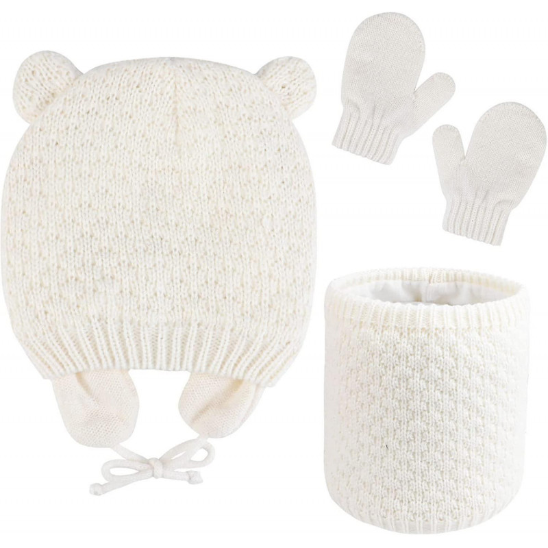 Kids Winter Warm Beanie Hats Snood Gloves Set, 3 In 1 Thicken Fleece Thermal Gift