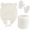 Kids Winter Warm Beanie Hats Snood Gloves Set, 3 In 1 Thicken Fleece Thermal Gift