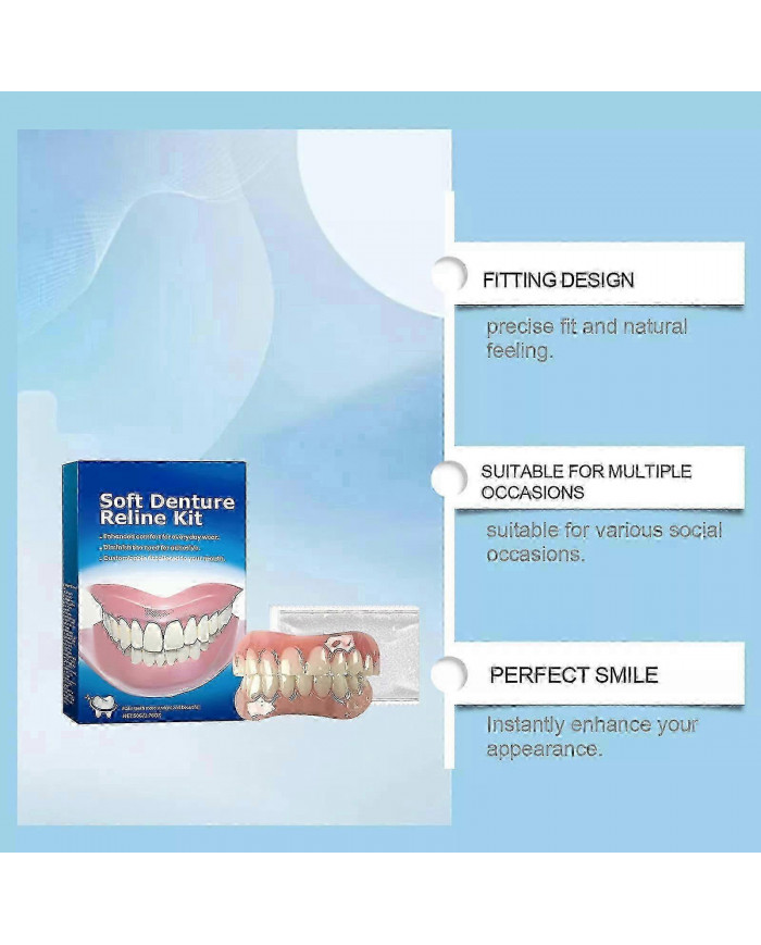 Fit Denture Silicone Reline Kit Soft Denture Regarnissage Pour Hommes Et Femmes