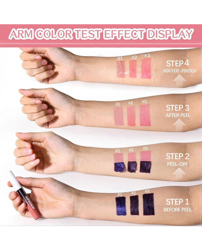 3Pcs Teinture à lèvres, Peel Off Lip Liner Tattoo - Longue durée, imperméable à l’eau et résistant au transfert [...]