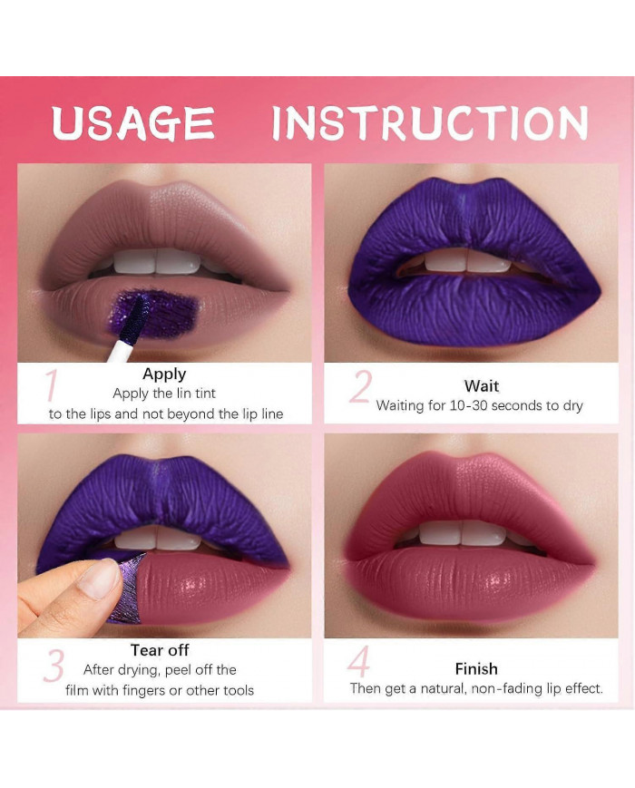 3Pcs Teinture à lèvres, Peel Off Lip Liner Tattoo - Longue durée, imperméable à l’eau et résistant au transfert [...]