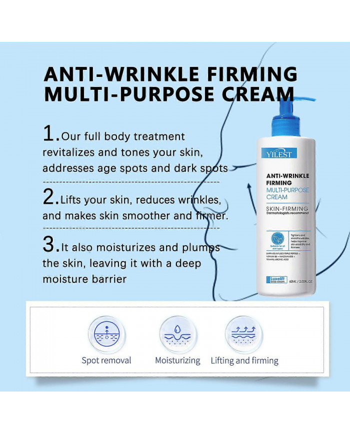 Crème multi-usages raffermissante anti-rides, crème rajeunissante raffermissante avancée, resserre et lisse les rides