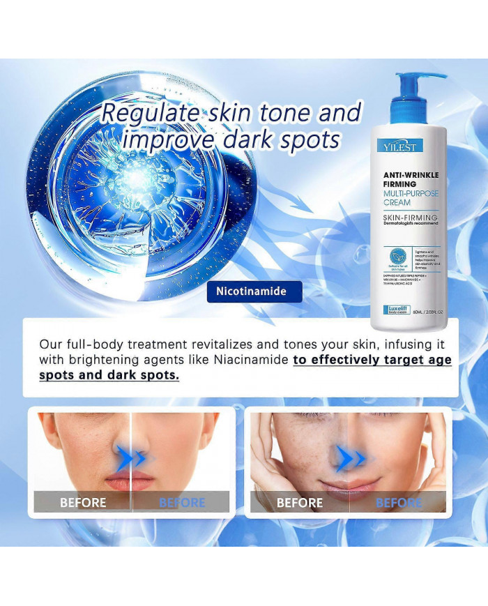 Crème multi-usages raffermissante anti-rides, crème rajeunissante raffermissante avancée, resserre et lisse les rides