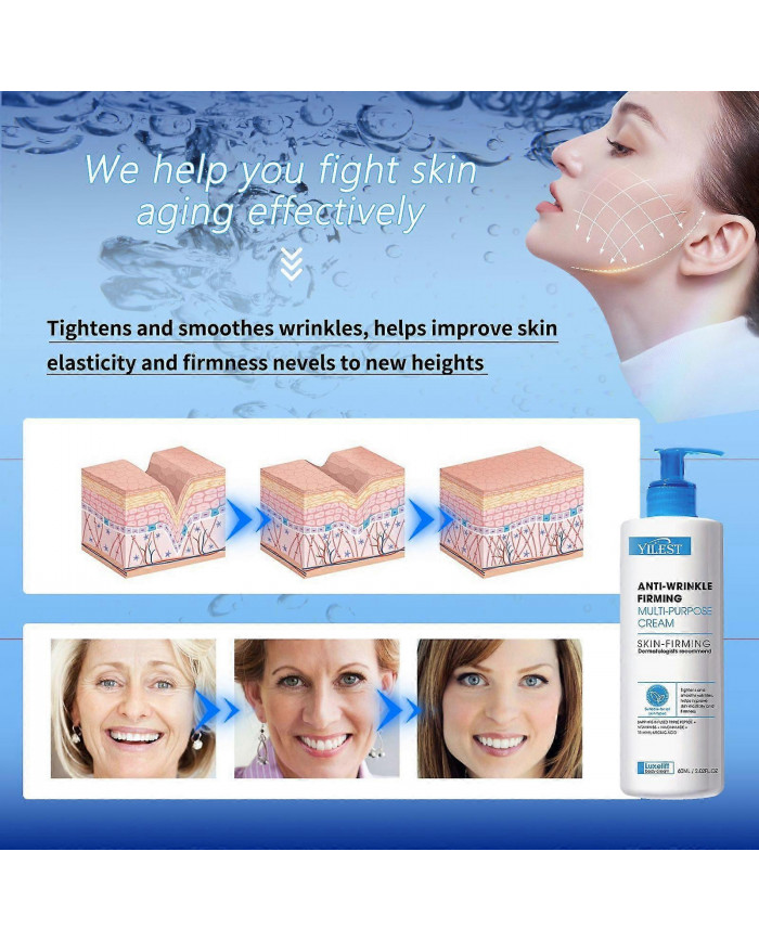 Crème multi-usages raffermissante anti-rides, crème rajeunissante raffermissante avancée, resserre et lisse les rides