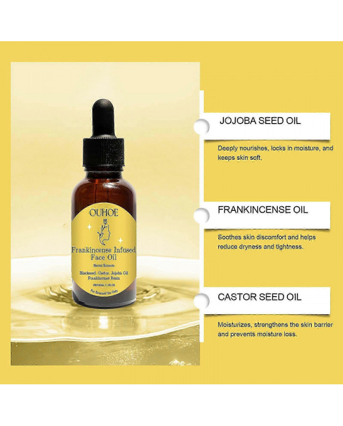 Résine d’encens infusé de graines noires biologiques, huiles de ricin et de jojoba pour le visage, hydratant [...]