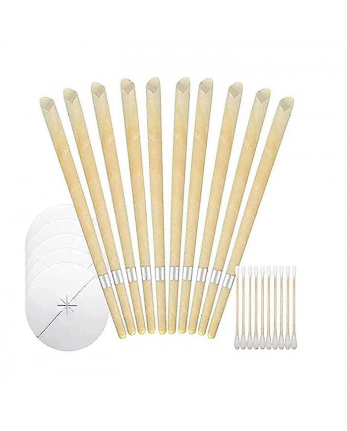 Kit d’élimination du cérumen fabriqué à la main de 40 pièces, fabriqué avec du papier enduit de cire d’abeille à 100 %