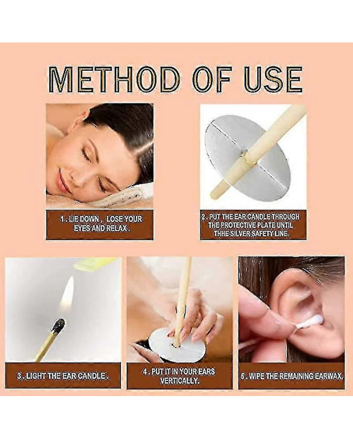 Kit d’élimination du cérumen fabriqué à la main de 40 pièces, fabriqué avec du papier enduit de cire d’abeille à 100 %