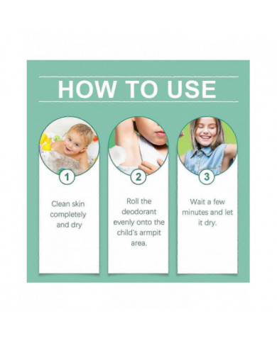 Natural Deodorant For Kids Teens, Aluminum Free,Hypoallergenic Deodorant, Roller Armpit Sweat Cleansing