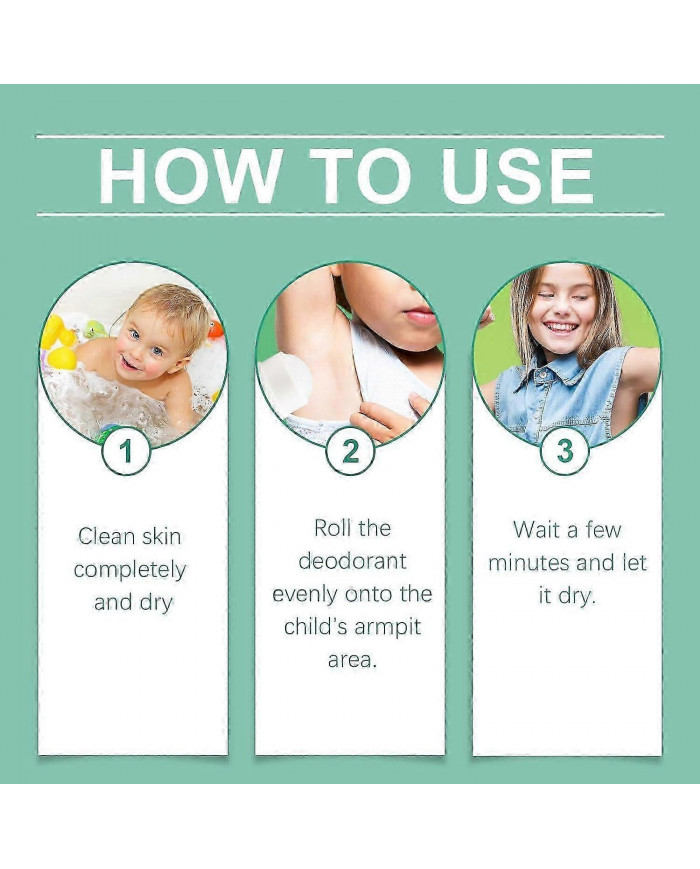 Natural Deodorant For Kids Teens, Aluminum Free,Hypoallergenic Deodorant, Roller Armpit Sweat Cleansing