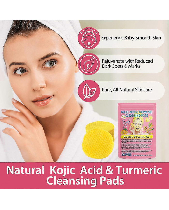 40-160pcs Curcuma Kojic Acide Exfoliant Nettoyant Tampons Doux Visage Nettoyant Outil Soins Du Visage Fournitures Tw