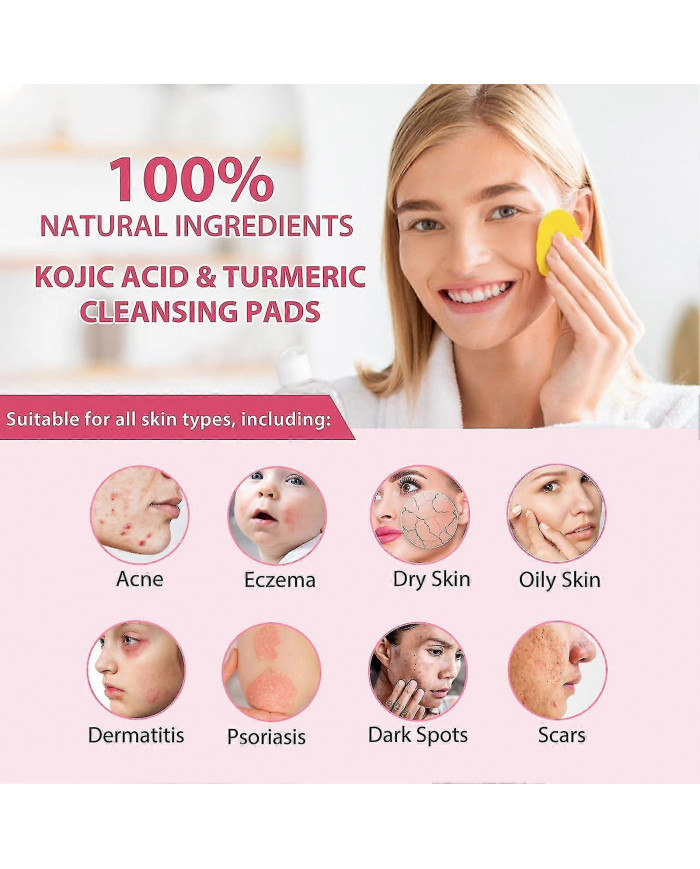 40-160pcs Curcuma Kojic Acide Exfoliant Nettoyant Tampons Doux Visage Nettoyant Outil Soins Du Visage Fournitures Tw
