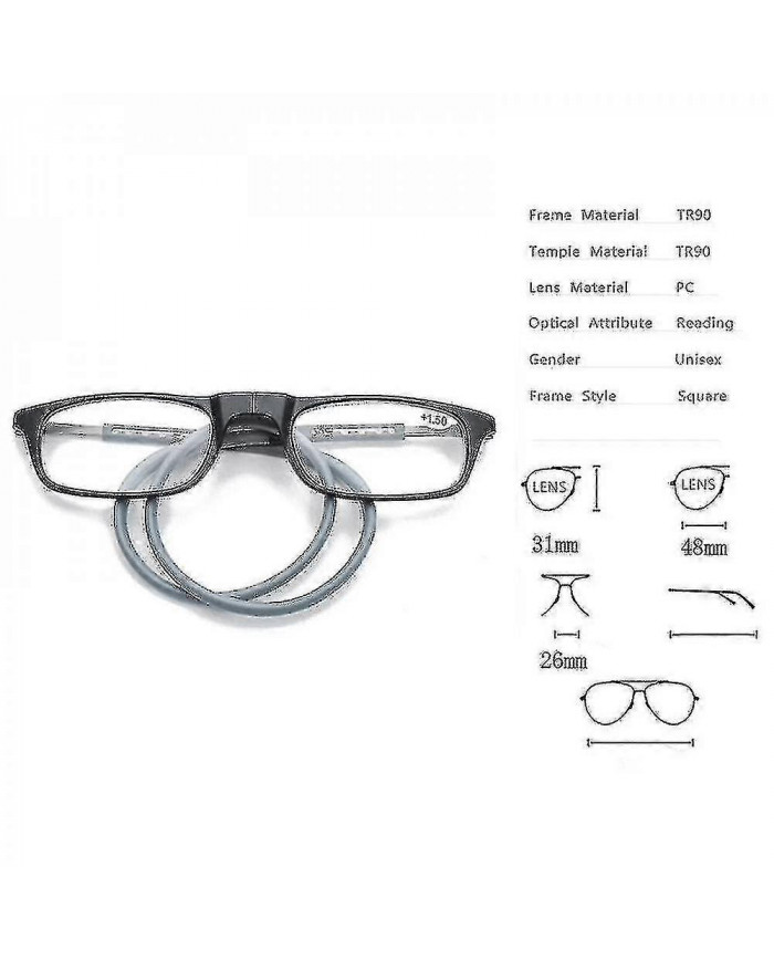 Lunettes de lecture Haute qualité Tr Absorption magnétique Pendaison Cou Funky Lecteurs Lunettes