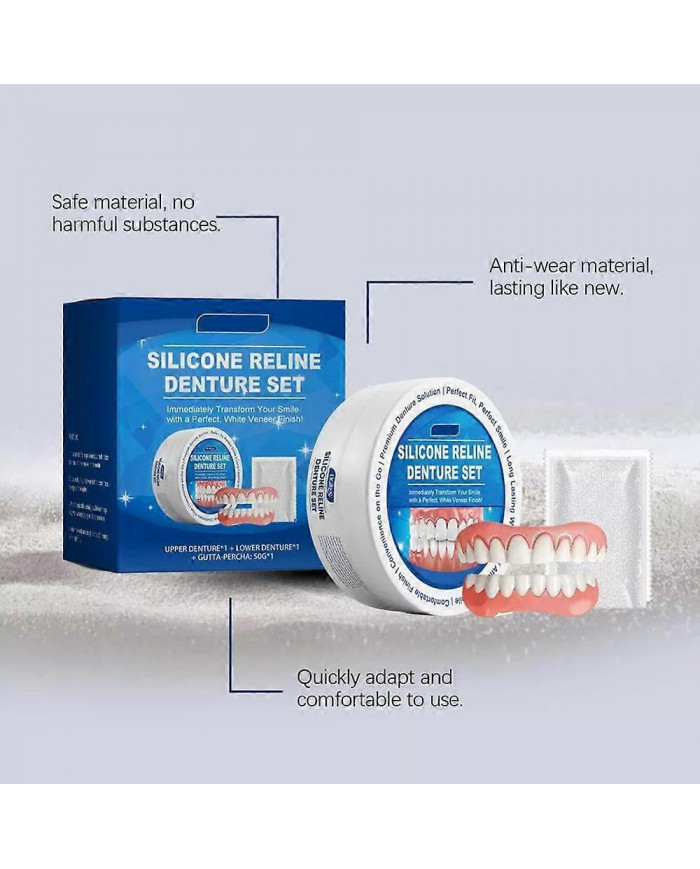 Kit de regarnissage de prothèse dentaire en silicone Soft, sûr et durable Kit de regarnissage en silicone Dents [...]