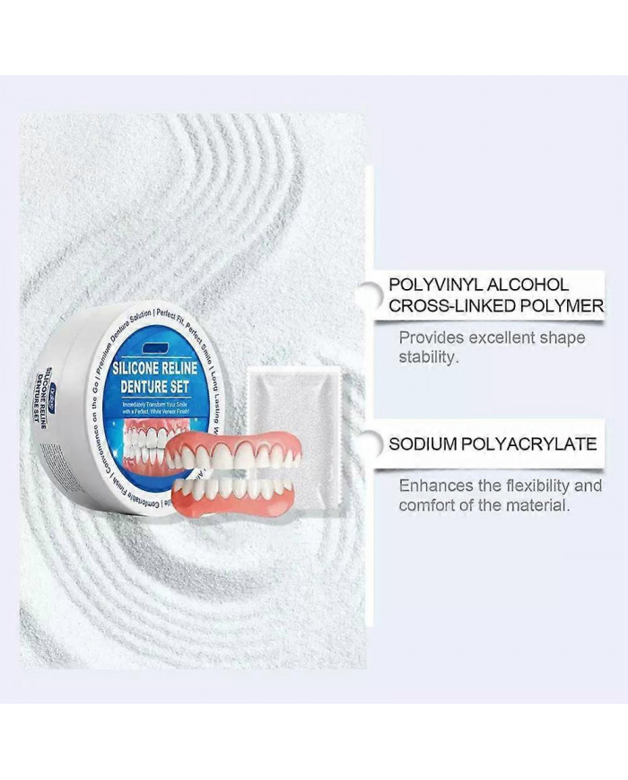 Kit de regarnissage de prothèse dentaire en silicone Soft, sûr et durable Kit de regarnissage en silicone Dents [...]