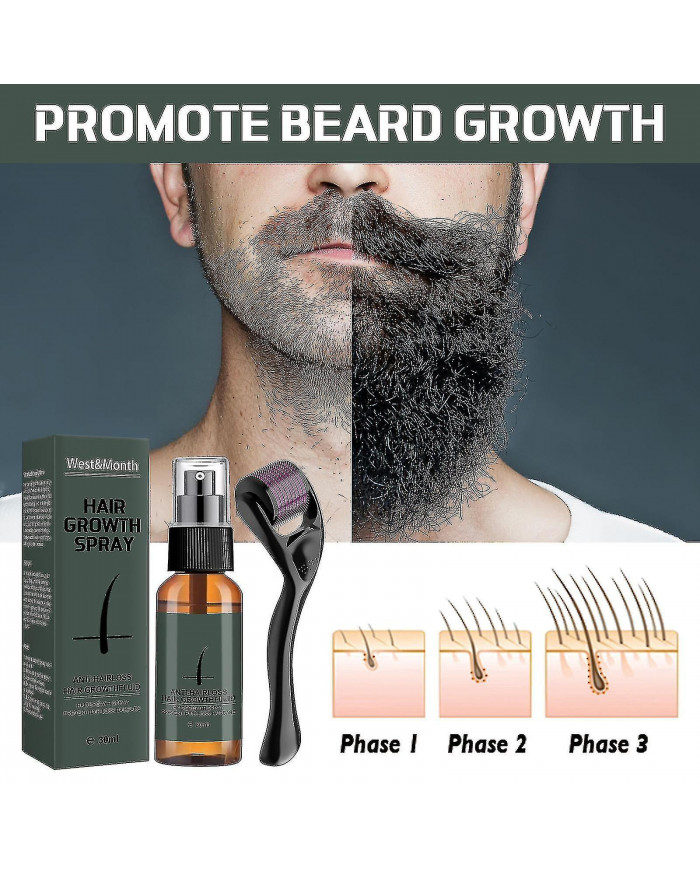 Kit de rouleau de croissance de barbe pour hommes Huile de croissance de barbe pour hommes Exhausteur nourrissant