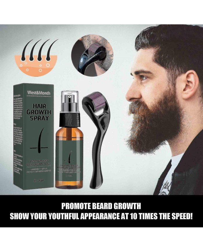 Kit de rouleau de croissance de barbe pour hommes Huile de croissance de barbe pour hommes Exhausteur nourrissant