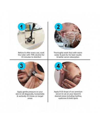 Kit de croissance de la barbe, Rouleau de derma à barbe 0,3 mm, huile à barbe pour hommes La croissance des poils [...]