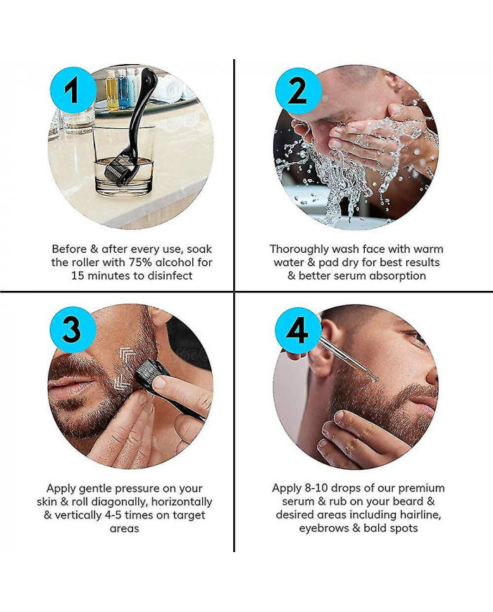 Kit de croissance de la barbe, Rouleau de derma à barbe 0,3 mm, huile à barbe pour hommes La croissance des poils [...]