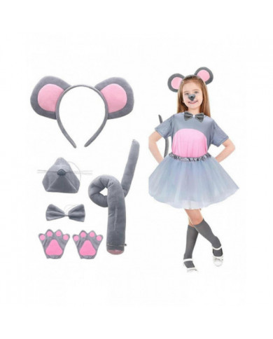 Ensemble de costume de souris Souris Oreille Bandeau Queue Nez Noeud papillon Gants Ensemble Cosplay Costume [...]