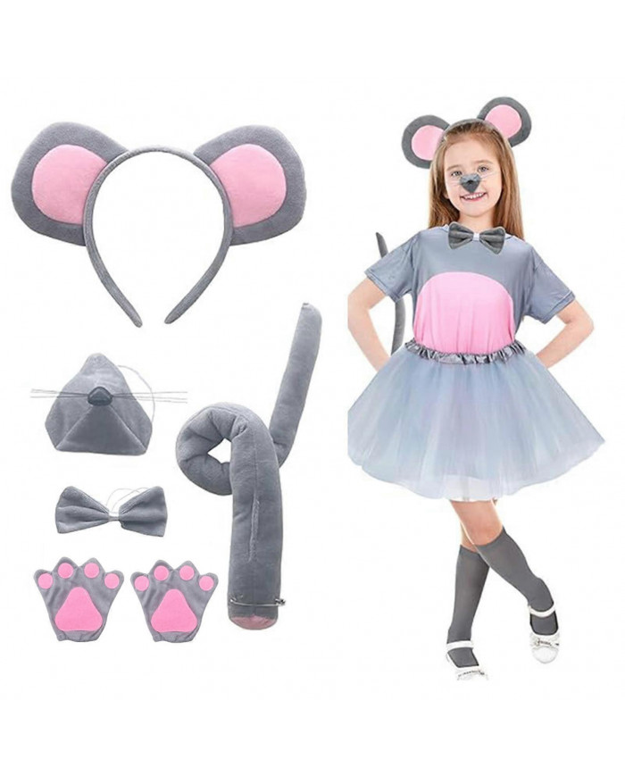 Ensemble de costume de souris Souris Oreille Bandeau Queue Nez Noeud papillon Gants Ensemble Cosplay Costume [...]