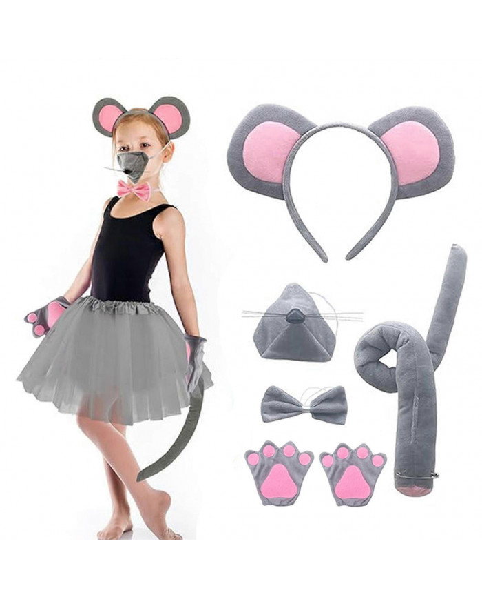 Ensemble de costume de souris Souris Oreille Bandeau Queue Nez Noeud papillon Gants Ensemble Cosplay Costume [...]