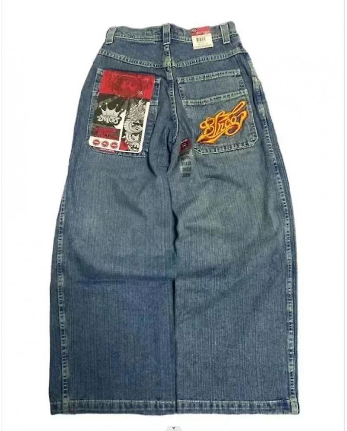 2024 nouveau Knock Trendy High Street Jnco Embroidery demin Jeans pour hommes femmes Hip Pop Loose Fit Wide Pants [...]