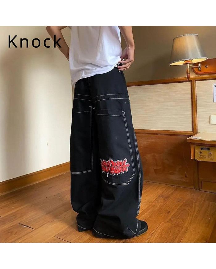 2024 nouveau Knock Trendy High Street Jnco Embroidery demin Jeans pour hommes femmes Hip Pop Loose Fit Wide Pants [...]