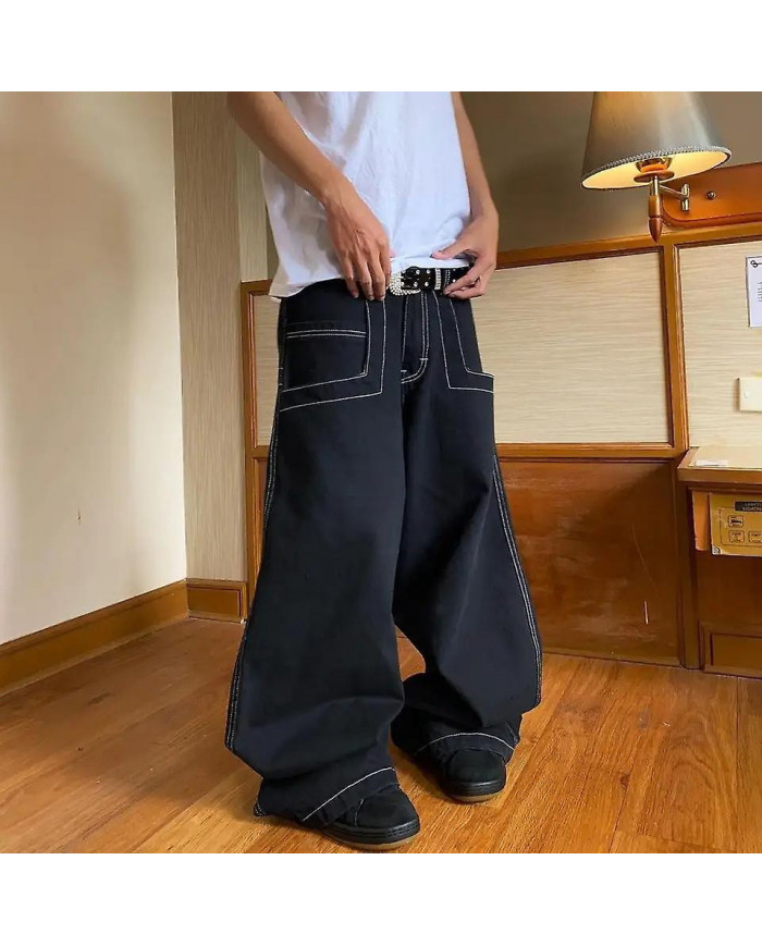 2024 nouveau Knock Trendy High Street Jnco Embroidery demin Jeans pour hommes femmes Hip Pop Loose Fit Wide Pants [...]