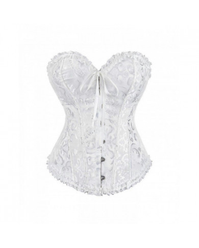 Women's Lace Up Boned Overbust Corset Bustier Lingerie Bodyshaper Top Princess Corset - White White-xs