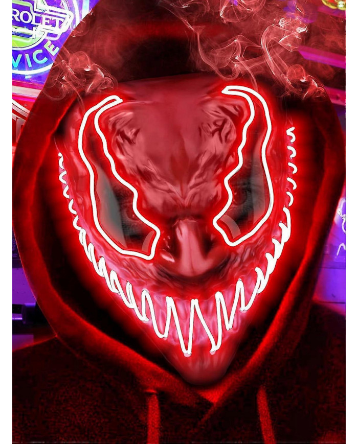 Masque d’Halloween LED Masque lumineux pour les enfants adultes, Masques au néon uniques avec des yeux brillants [...]