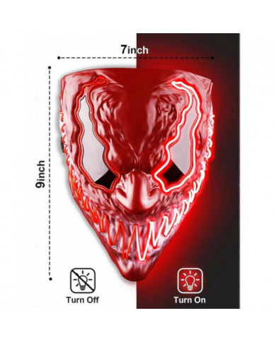 Masque d’Halloween LED Masque lumineux pour les enfants adultes, Masques au néon uniques avec des yeux brillants [...]