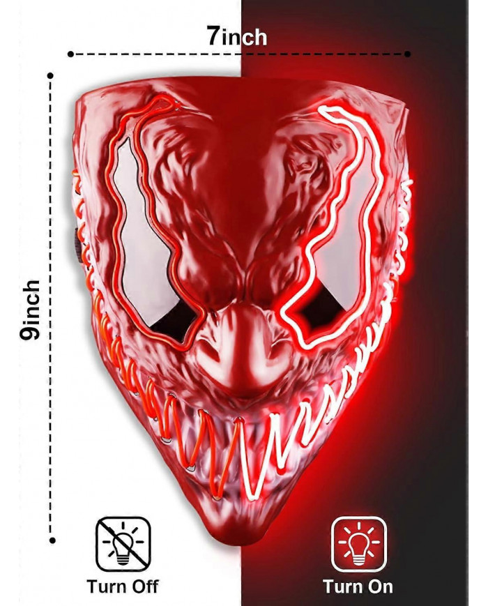 Masque d’Halloween LED Masque lumineux pour les enfants adultes, Masques au néon uniques avec des yeux brillants [...]