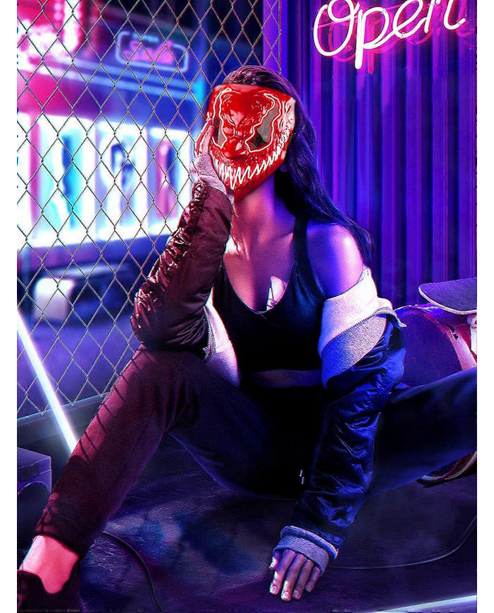 Masque d’Halloween LED Masque lumineux pour les enfants adultes, Masques au néon uniques avec des yeux brillants [...]