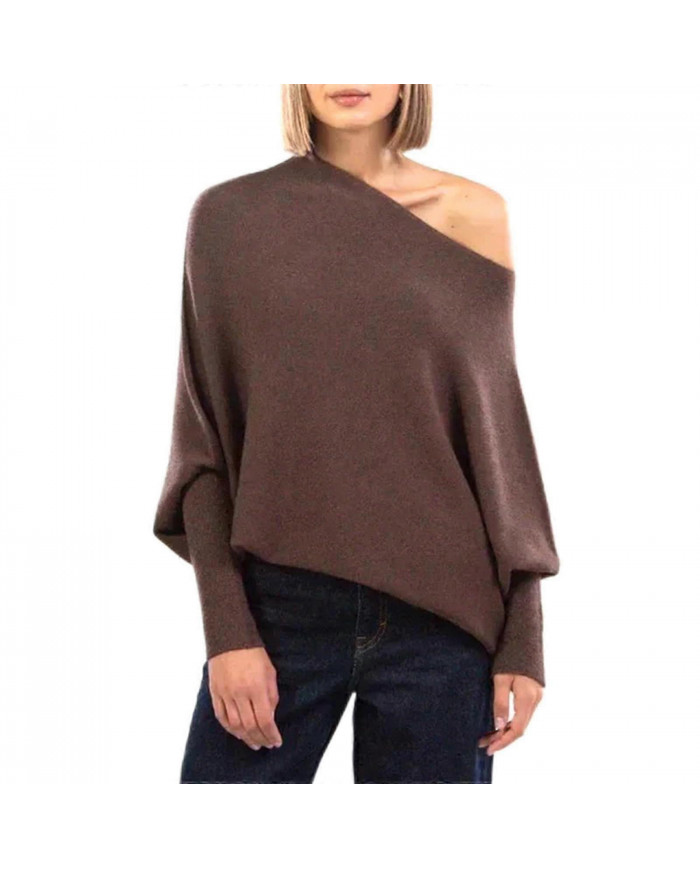 Pull drapé asymétrique, un pull aussi ultra doux que les nuages dames à manches longues Slouch Batwing uni doux [...]